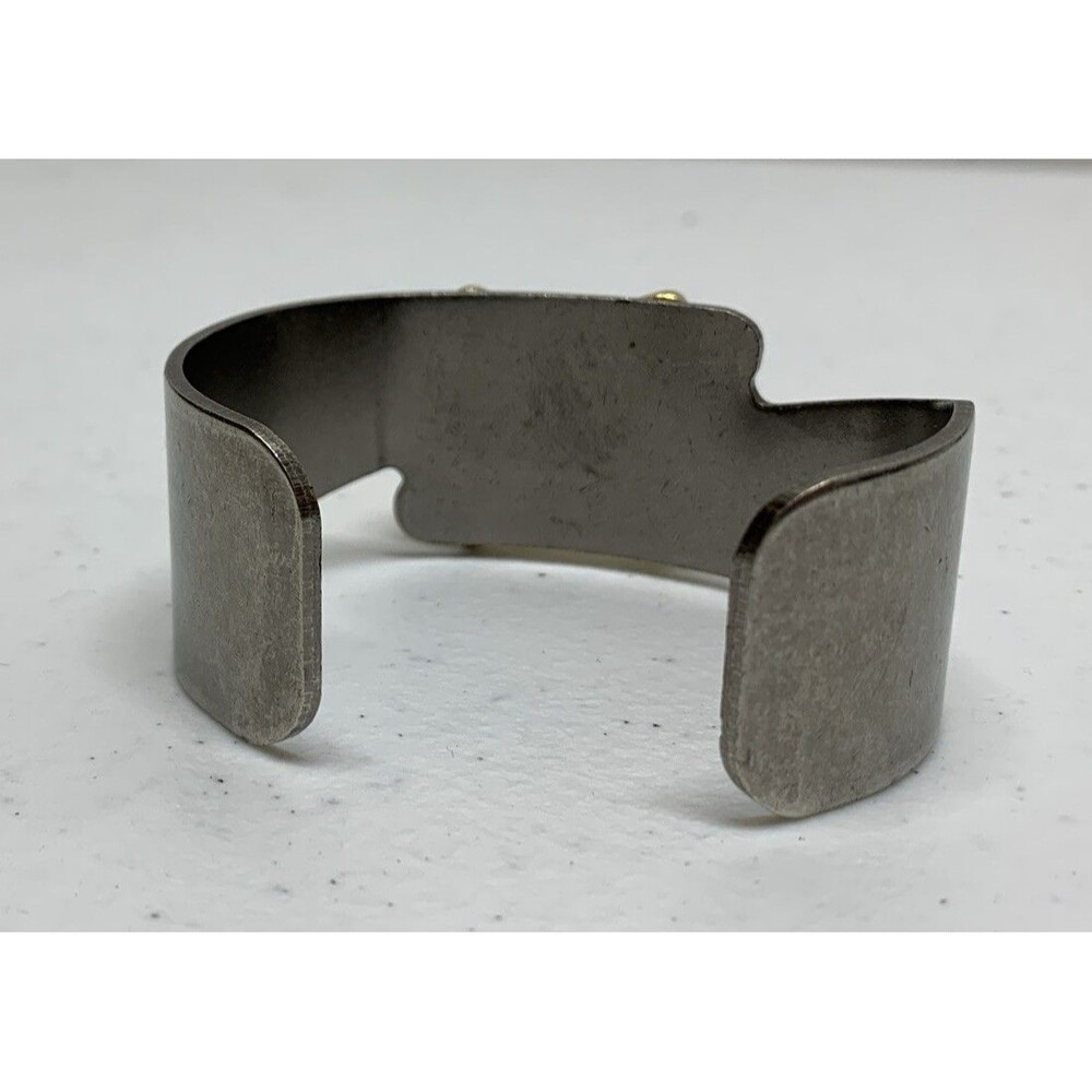 Vintage 1970s Sculptural Wave Cuff Bracelet Retro Modern Gold & Silver Tone - Picture 3 of 7